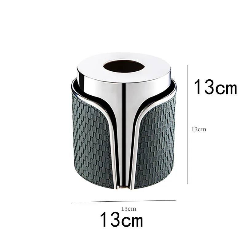 Modern Stainless Steel Leather Buyer Paper Box Home Ornaments Dining Coffee Table Decor Cylindrical Vertical Rolls Tissue Box