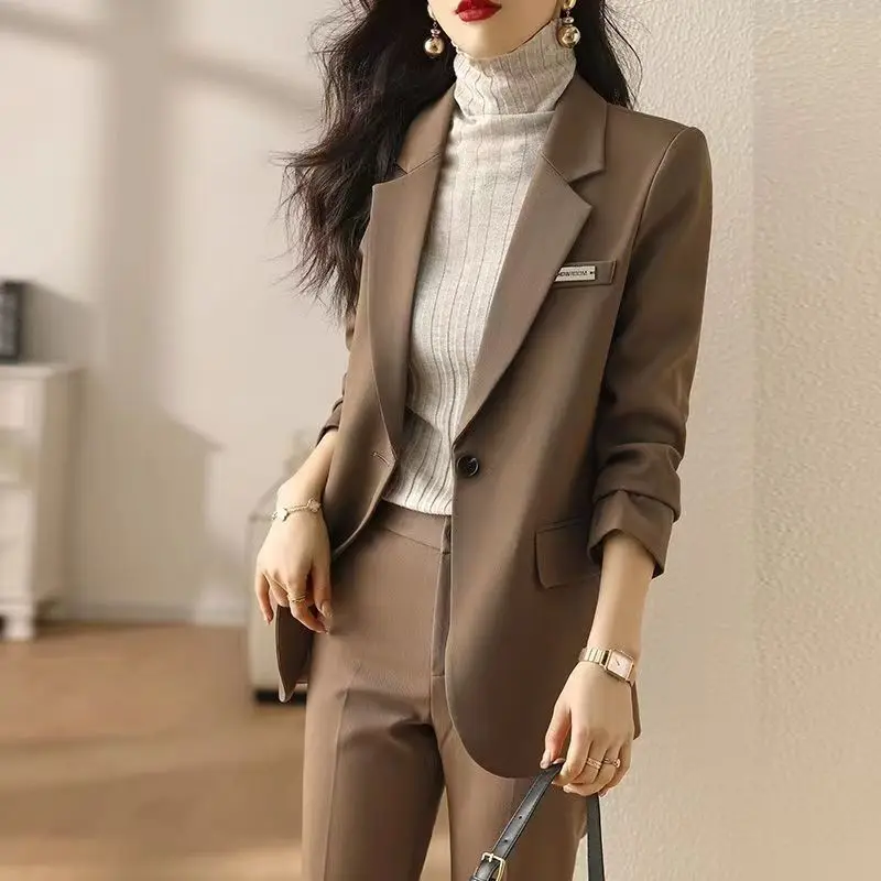 女性のためのシックなプロのブレザージャケット,カジュアルな長袖トップス,スリムなオフィスアウター,デザインセンス,新しい,春,秋,2022