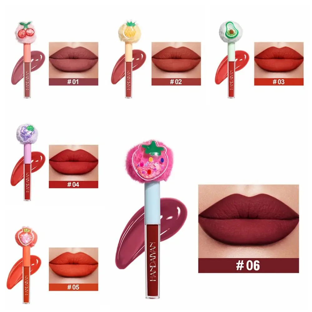 Fruit Pluche Hoofd Lip Glazuur Hydraterende Langdurige Matte Lipgloss Gladde Waterdichte Matte Lippenstift Party