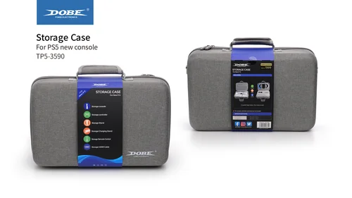 Imagen 2 del producto Consola de juegos DOBE, bolsa de mano de protección de almacenamiento multifuncional para PS5 Slim con cremallera, Material EVA TP5-3590