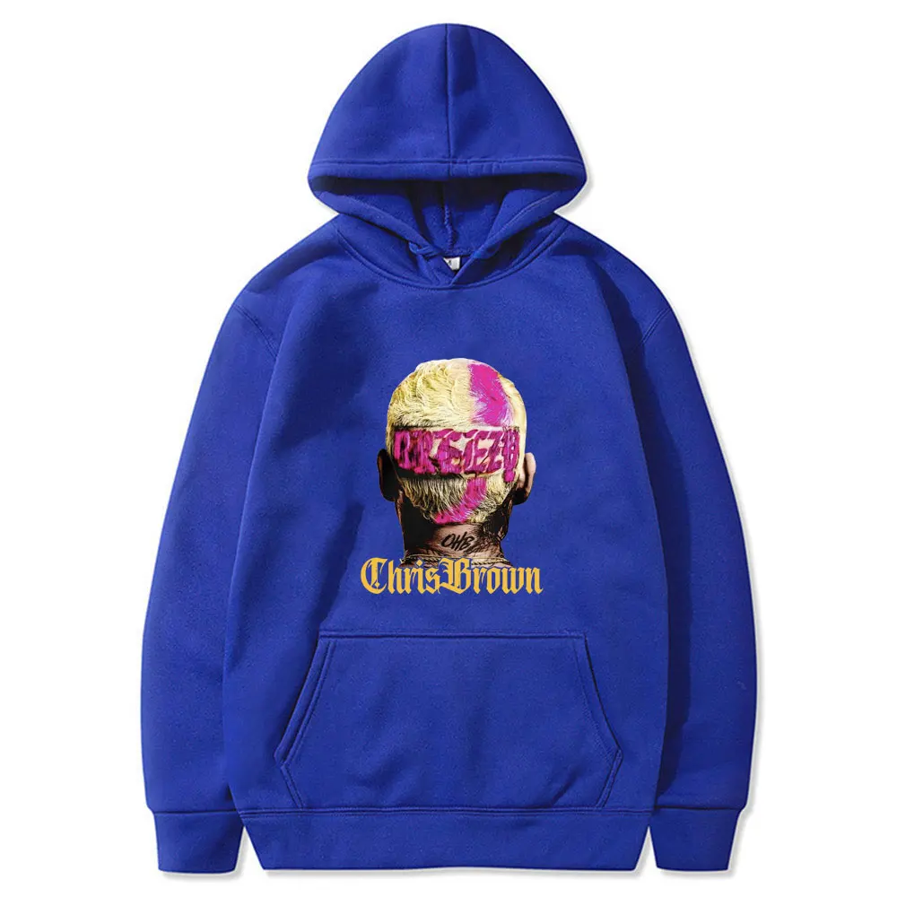 Rapper Chris Bruine Luchtige Print Hoodie Heren Hiphop Oversized Trui Hoodies Heren Casual Fleece Katoenen Trainingspak