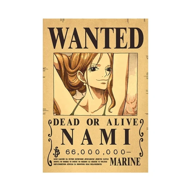 One Piece Luffy Wanted Kids Bedroom Retro Poster Roronoa Zoro Nami Living Pirate Manga Wall Gear 5 Nika Bounty Wanted Poster Toy