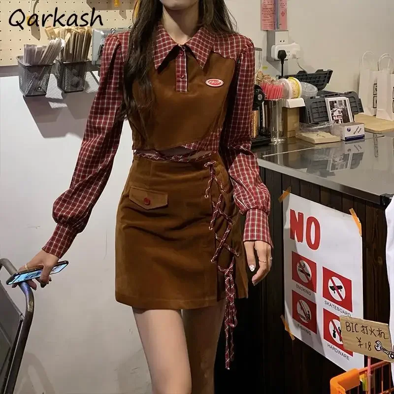 

Женские комплекты из двух предметов в консервативном стиле, универсальный дизайн для отдыха, весенняя мини-нежная базовая винтажная стильная женская одежда в корейском стиле