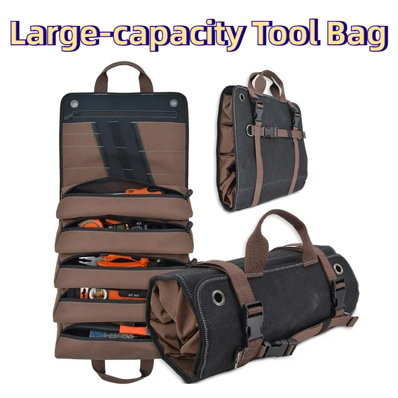 Multifunctional Roll Tool Bag Oxford Cloth Tools Organizer Professional Storage Bag Electrician Accessories Backpack Tools