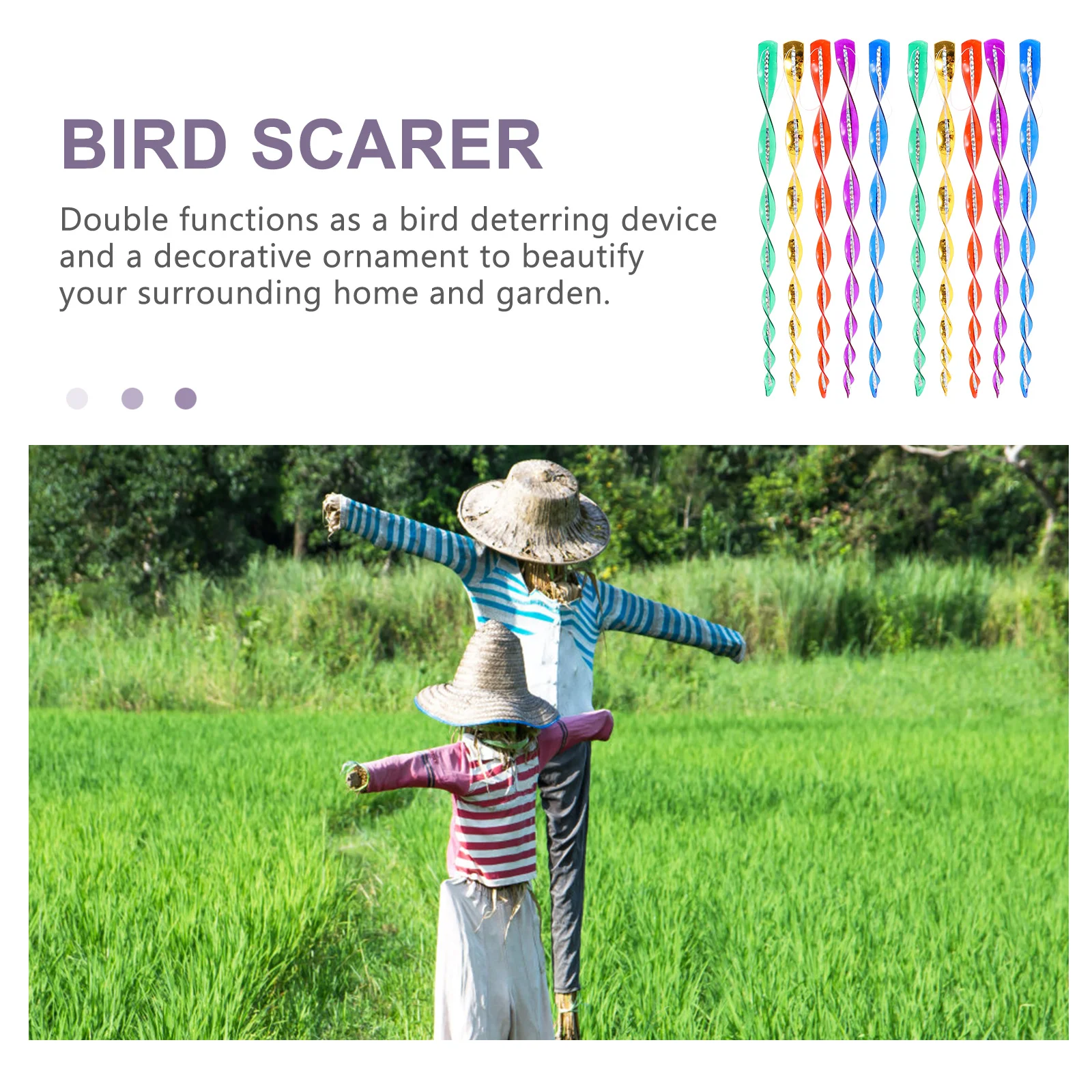 10Pcs Reflective Suspension Bird Repellent Rods for Garden Lawn Pond Airport Effective Pigeon Deterrent Birds Scare Rods