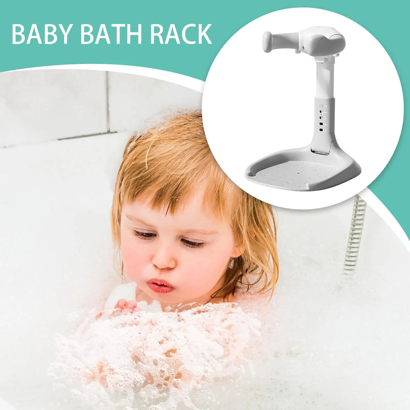 Shower Stand For Baby Adjustable Baby Bath Standing Support Foldable Safety Equipment With Non-Slip Base For Hotel Travel Home