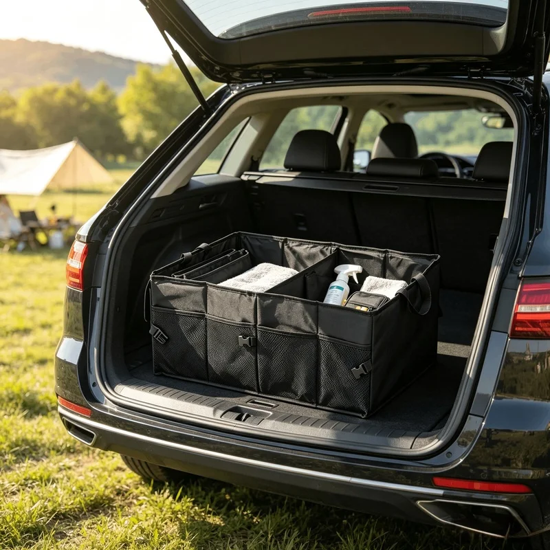 Large‑Capacity Foldable Car Trunk Storage Box, Wear‑Resistant Collapsible Organizer for Car Camping Picnic Household Use