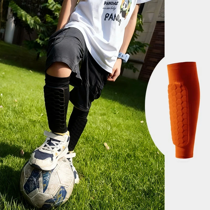 Силиконовый противоскользящий и противоударный чехол для икр, футбольные щитки для голени, носки, рукава с пенопластовым компрессионным рукавом для икр, сотовый