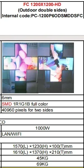 صيدلية LED متقاطعة P6 1200 مم مزدوجة الجانب FC للتحكم في الكنيسة في مستشفى العيادة بواسطة RS232، RF Wireless، WIFI (اختياري)