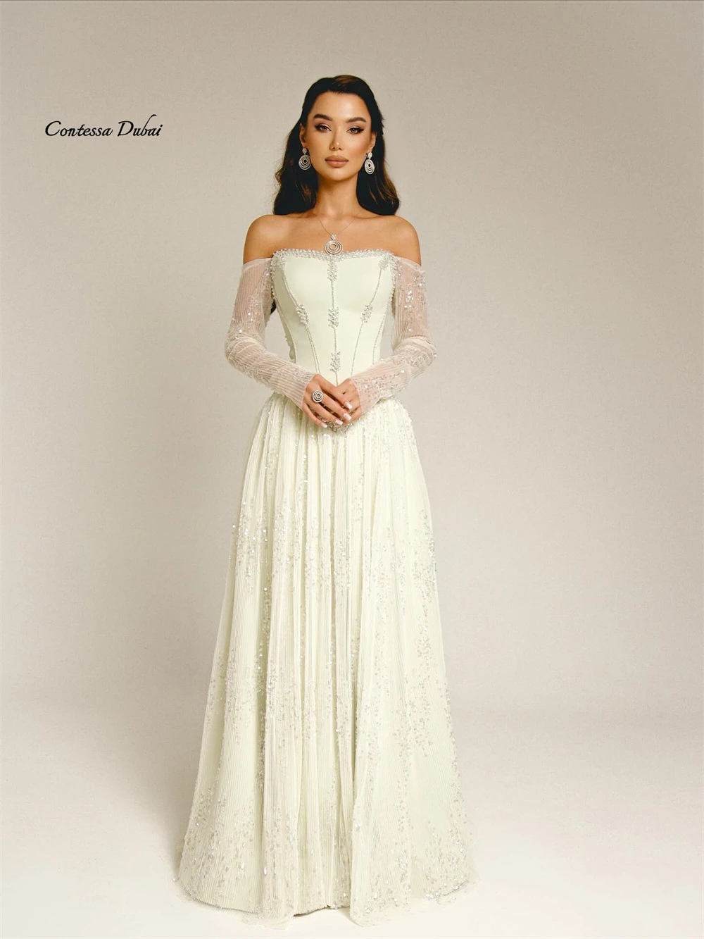 Contessa Custom Off Shoulder Corset Prom Dress Beading Chic Robes De Soirée Romantic Gala Floor Length Formal Evening Gowns 2026