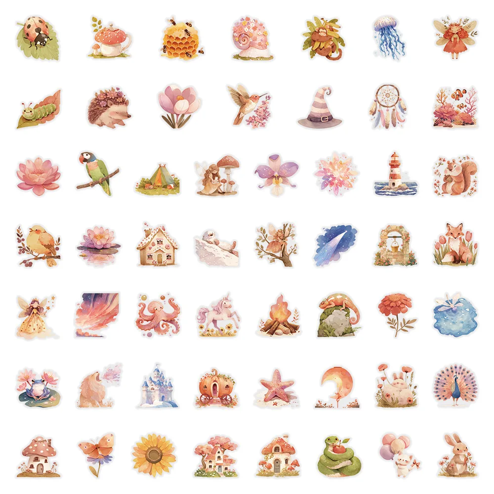 

10/30/54PCS Cartoon Fairy Tale Elf INS Style Cute Graffiti Stickers Decorative Skateboard Water Cup Waterproof Transparent Decal