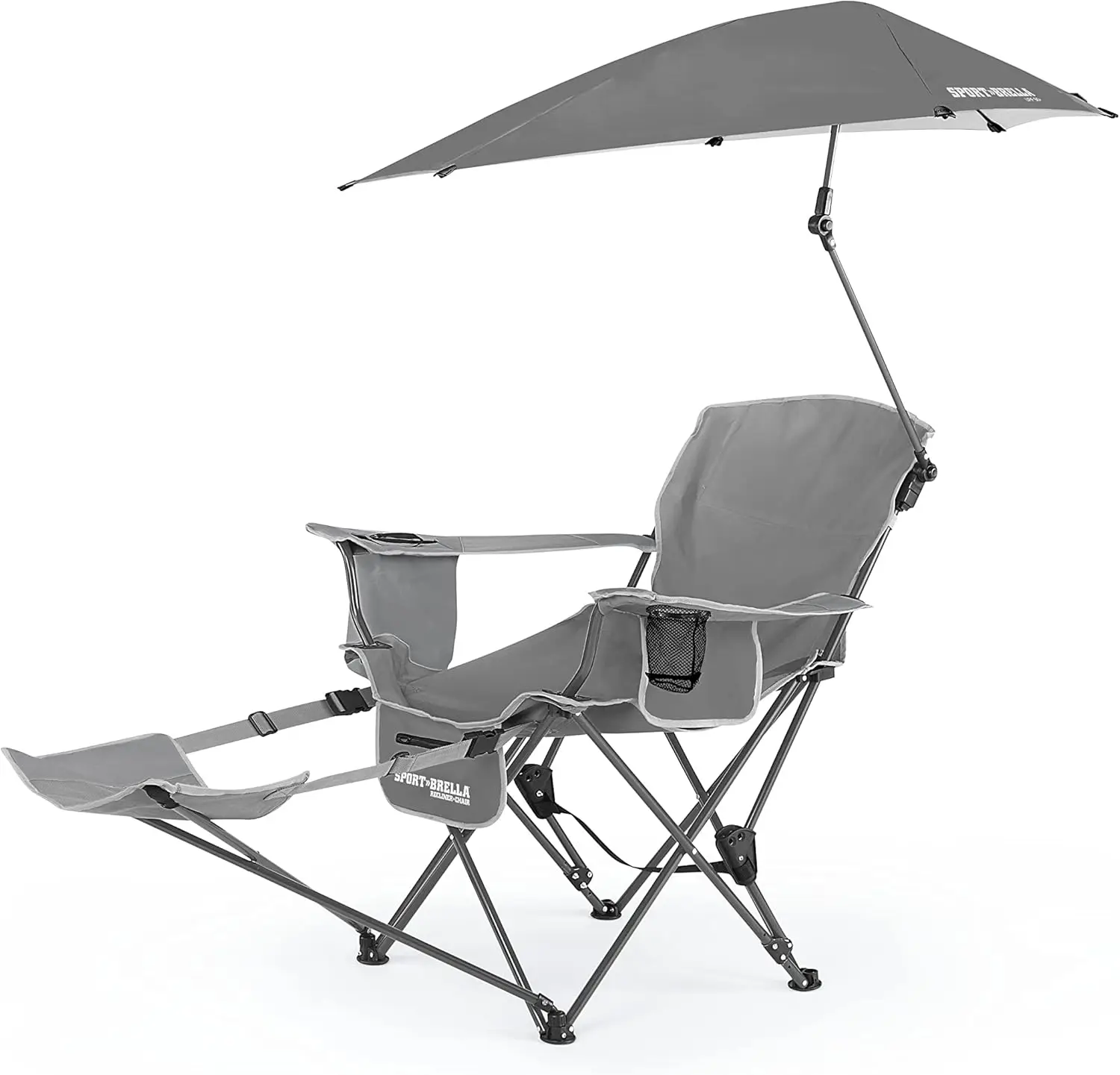 

Portable Reclining Beach Chair with Sun Shade, Adjustable for Outdoor Relaxation and Sports Events