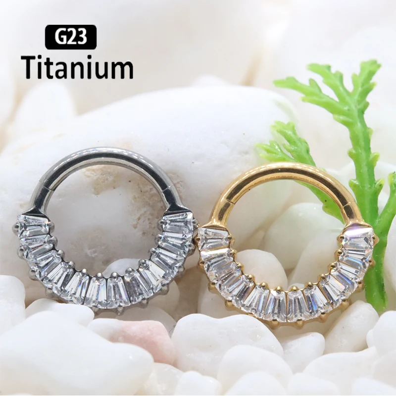 

G23 Titanium Piercing Planar CZ Nose Rings Hoops Clicker Septum Piercing Ear Studs Tragus Helix Nipple Lip Body Jewelry Earrings