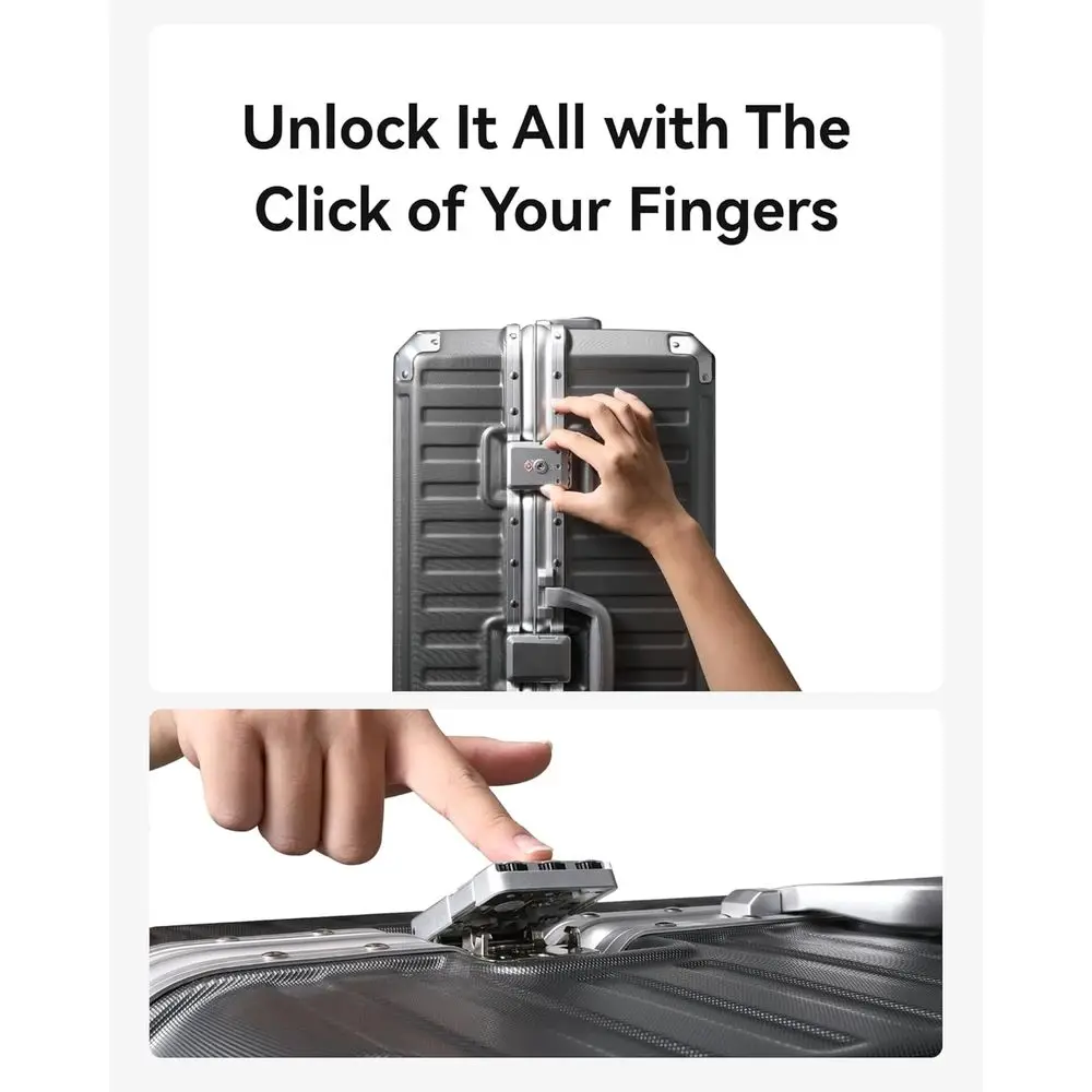 Aluminum Spinner Luggage Set, 8010S Frame, ZipperlPolycarbonate Hardshell, 2-Piece (20/28), Charcoal Metallic