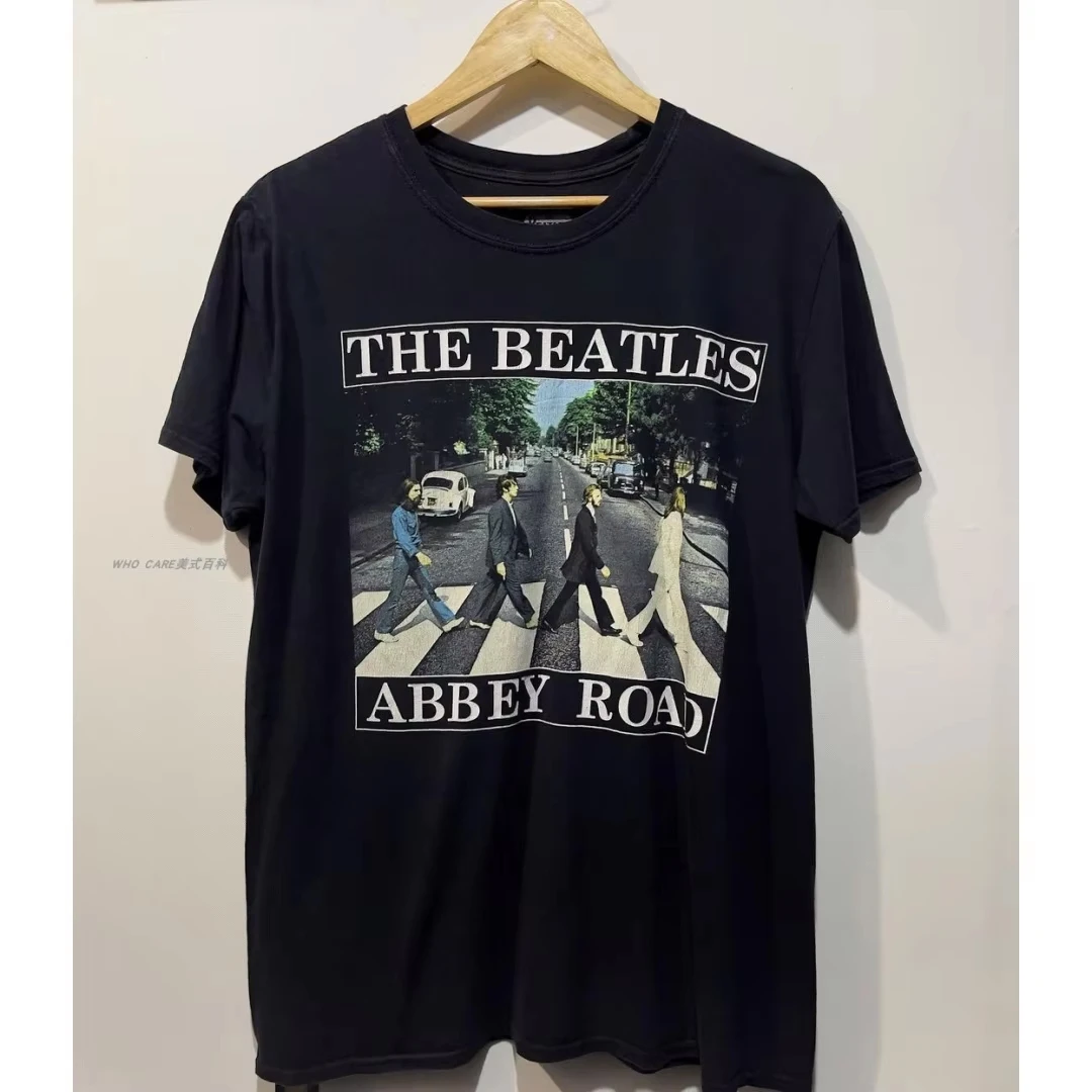 Beatles Lennon Rock Heavyweight Herren-T-Shirt, ganzjährig tragbar, reine Baumwolle, lässiges Oberteil, Paar-Streetwear-T-Shirt, übergroßes T-Shirt