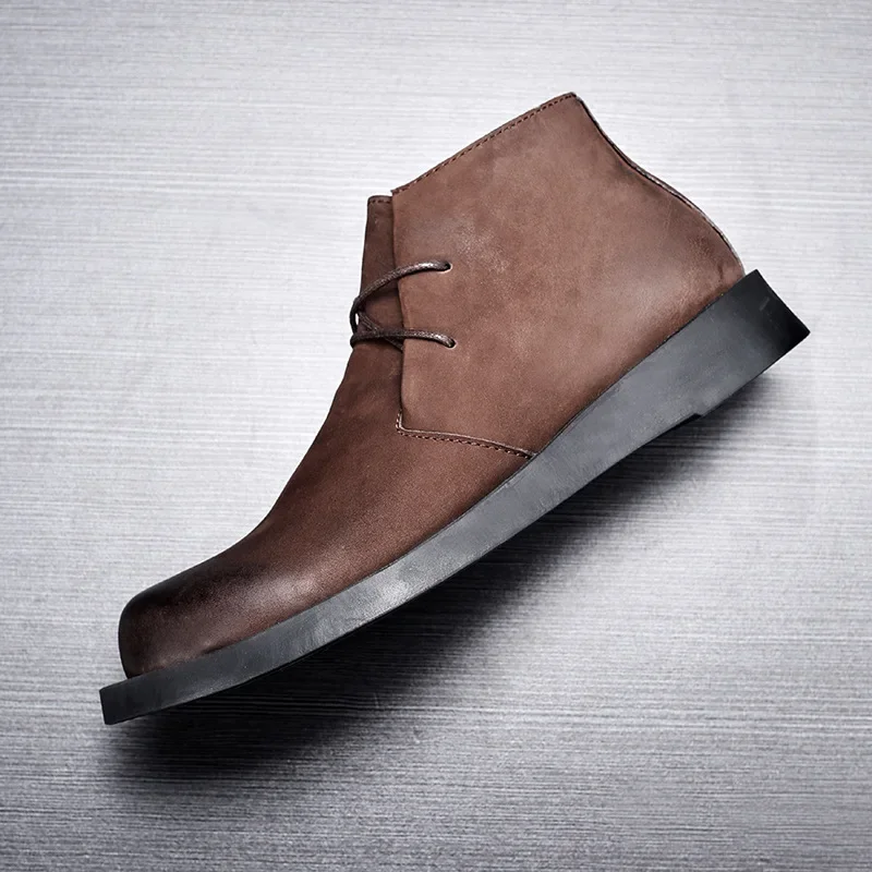 Vintage Genuine Leather Men's Ankle Cow Suede Oxford Boots Luxury Handmade Quality Comfortable Black Winter New Social Shoes Man - view 5