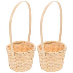 8Pcs Woven Storage Baskets Handheld Picnic Basket Flower ganizer Gift Container Kids Toy Crafted Decorative Utility