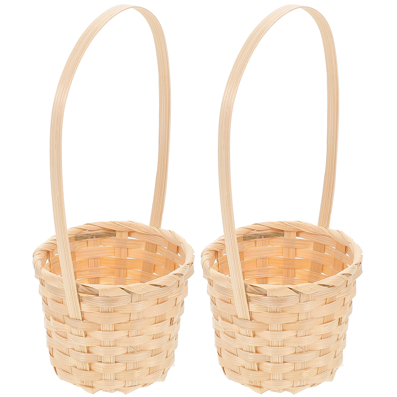 8Pcs Handmade Flower Basket Woven Wicker Baskets Storage Basket Bamboo Picnic Basket Gift Packing Basket Kids Toys Miniature