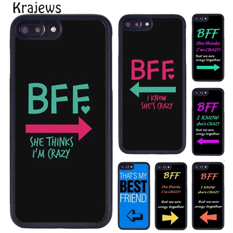 Krajews BFF Best Friend Matching Quotes Mobile Phone Case For iPhone 16 15 14 XR XS 11 12 mini 13 Pro MAX Plus coque