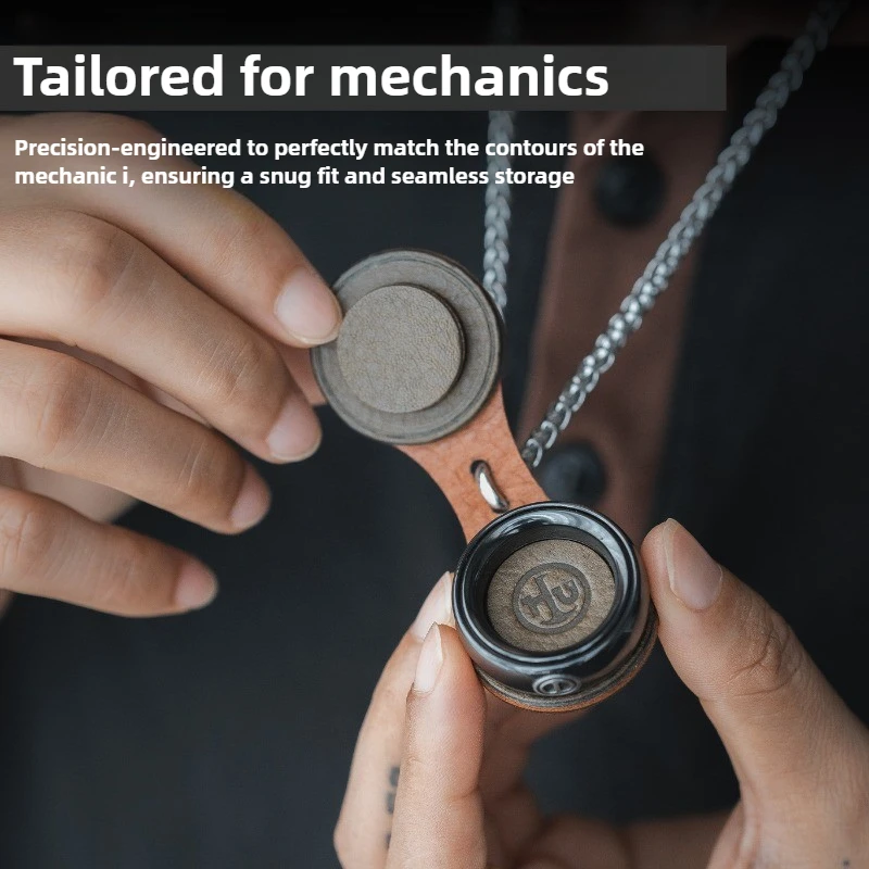 LAUTIE Mechanic I Ring Magnetic Leather Case Portable Fingertip Pendant Decompression Toy Storage Decorative Case