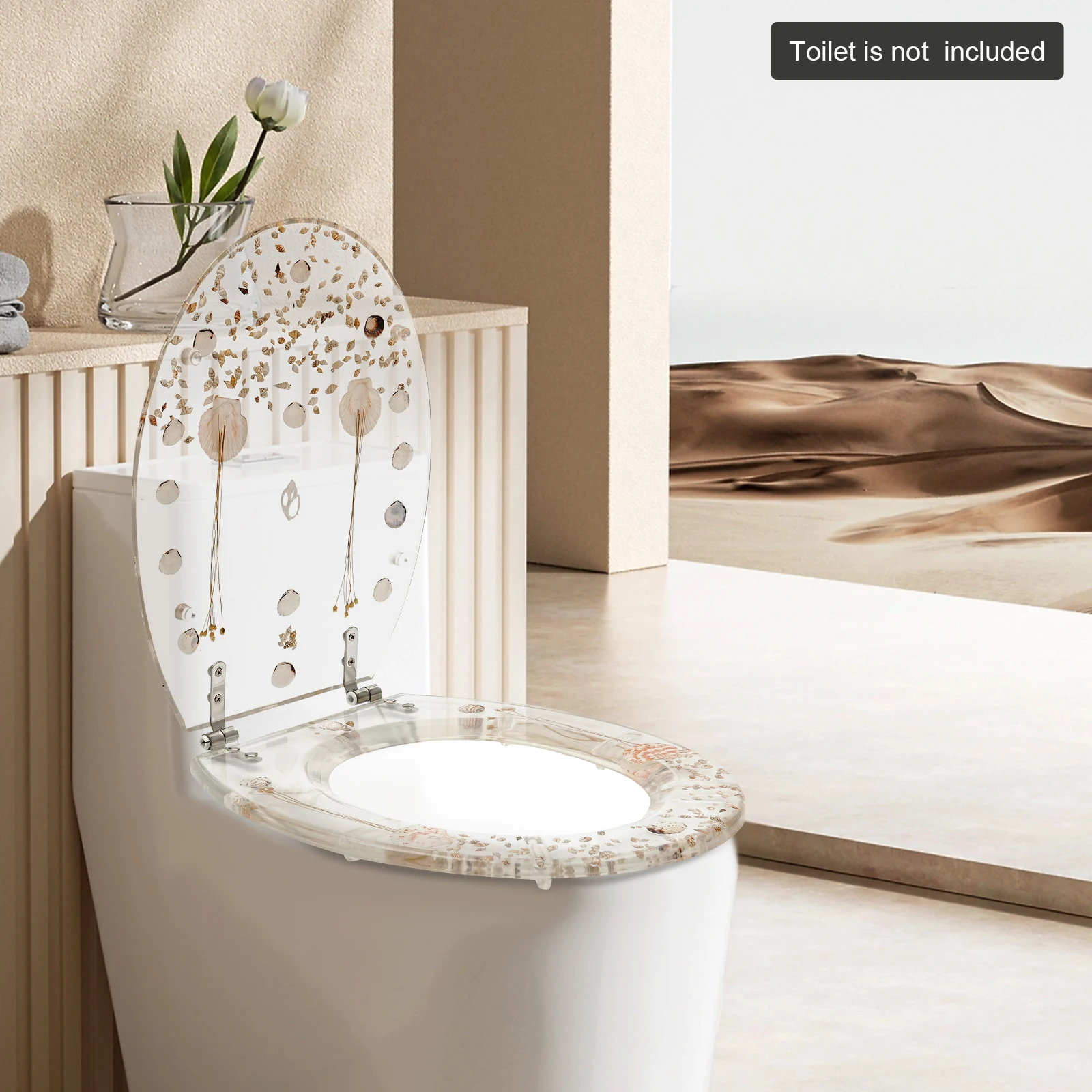 Transparent Toilet Seat Resin Toilet Seat Easy Clean Home Bathroom Shells Decoration Fit for U Type V Type Toilet