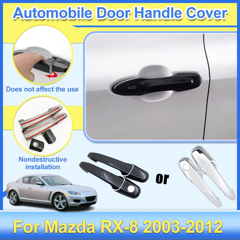 Car Door Handle Covers For Mazda RX 8 Accessories RX8 2003~2012 2004 2005 2006 2007 Exterior Door Handle Outer Cover Stickers