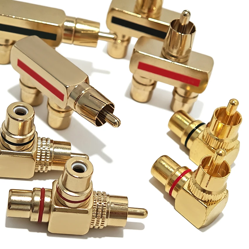 2PCS AV Audio Splitter Plug RCA Adapter 1 Male to 2 Female 1Male to 1Female Connector for Home Theater Speaker Audio Video