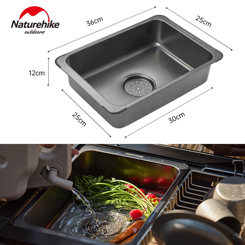 Naturehike IGT Table Washing Basin, Panelas de cozinha, Lavagem Ultraleve, Bacia de alimentos, Acampamento ao ar livre, Piquenique, Aço Inoxidável 6L