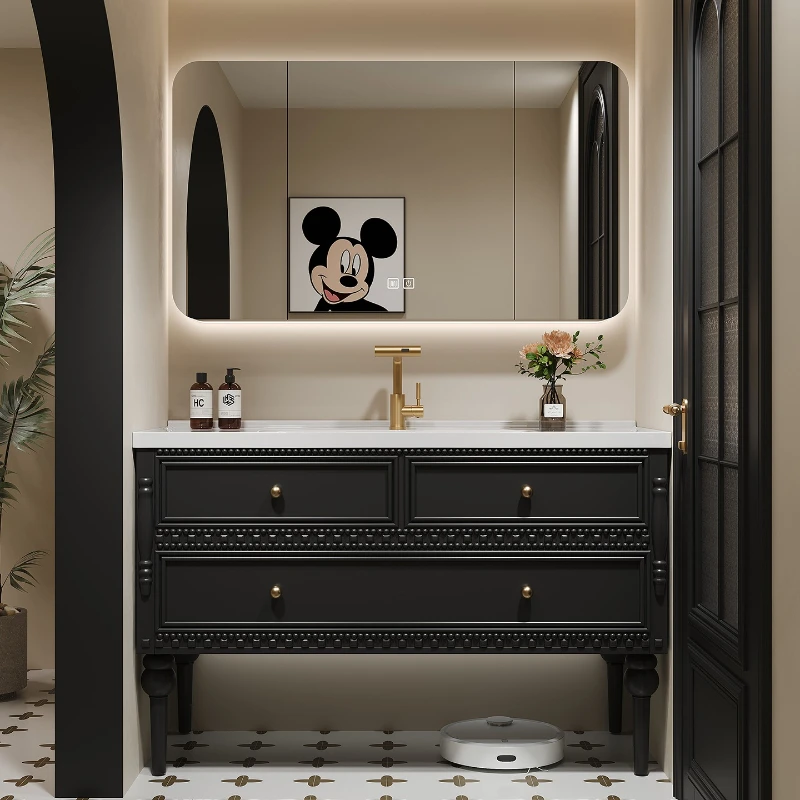 Vanity Rock Plate Bathroom Cabinets Combination Minimalist Homestay Bathroom Cabinets Villa Home Furniture Gabinetti Ls50ysg