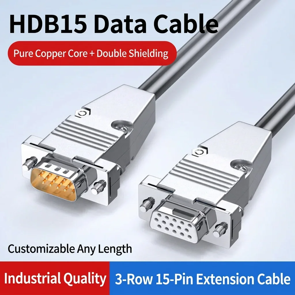 DIVEDEER Pure Copper HDB15 Servo & PLC Control Cable, 3-Row 15-Pin, Male to Male / Male to Female / Female to Female