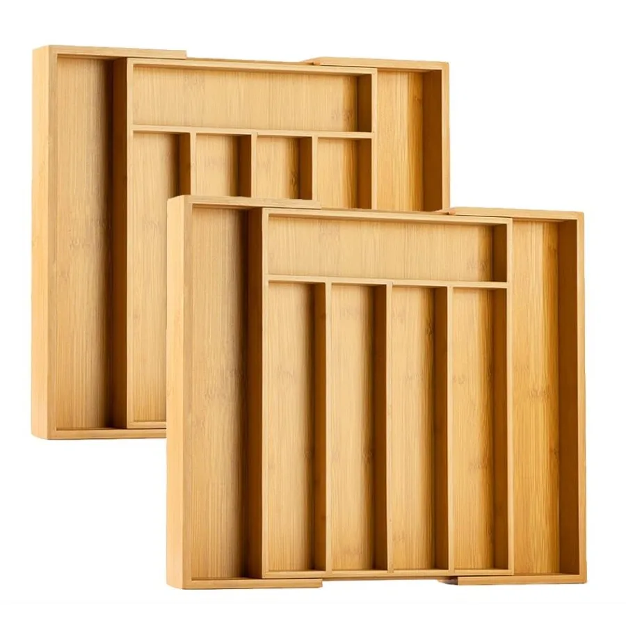 

Kitchen Silverware Drawer Organizer and Storage Flatware Cutlery Utensil Holder Spice Rack Containers Bathroom Counter Cabinet