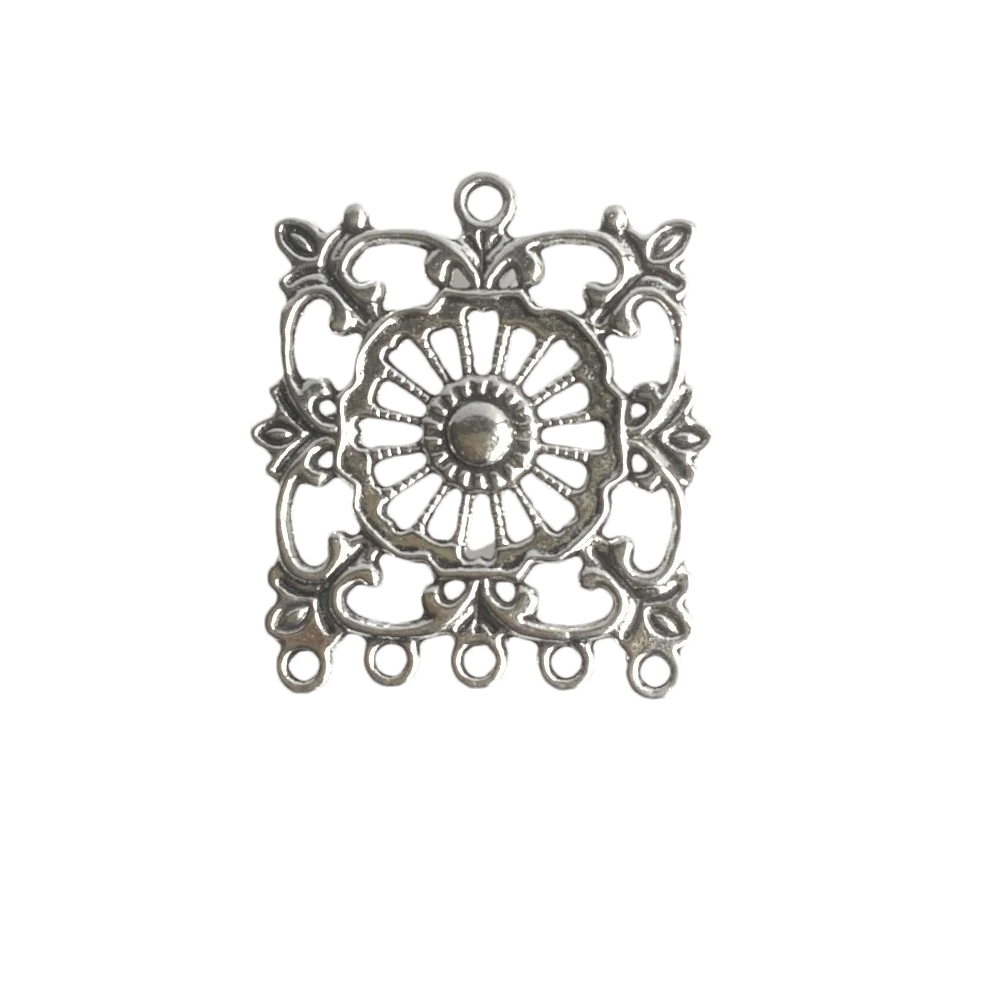 4PCS Antique Gold & Silver Color Large Tribal Multi Strand Flower Connector Charms Pendants for Necklace Jewelry Making EF4158