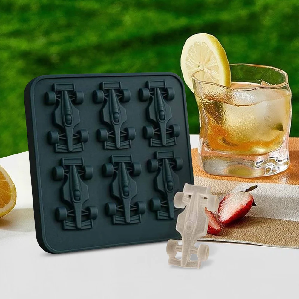 3D Formula Racing Car Silicone Molds with 6-Cavity Silicone Fondant Cake Mold Tray for Kids Chocolate Cake Dessert Candy Pastry view 3
