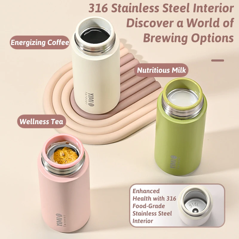 220ml/330ml 316 Stainless Steel Portable Vacuum Insulated Tumbler Cup, Double-Wall Thermos for Coffee, Water, Office&Outdoor Use