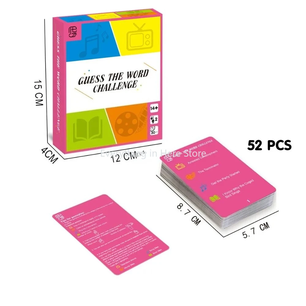 

52pcs Board Game Cards for Interactive Party Leisure and Entertainment English Version Card Game English version Gathering Cards