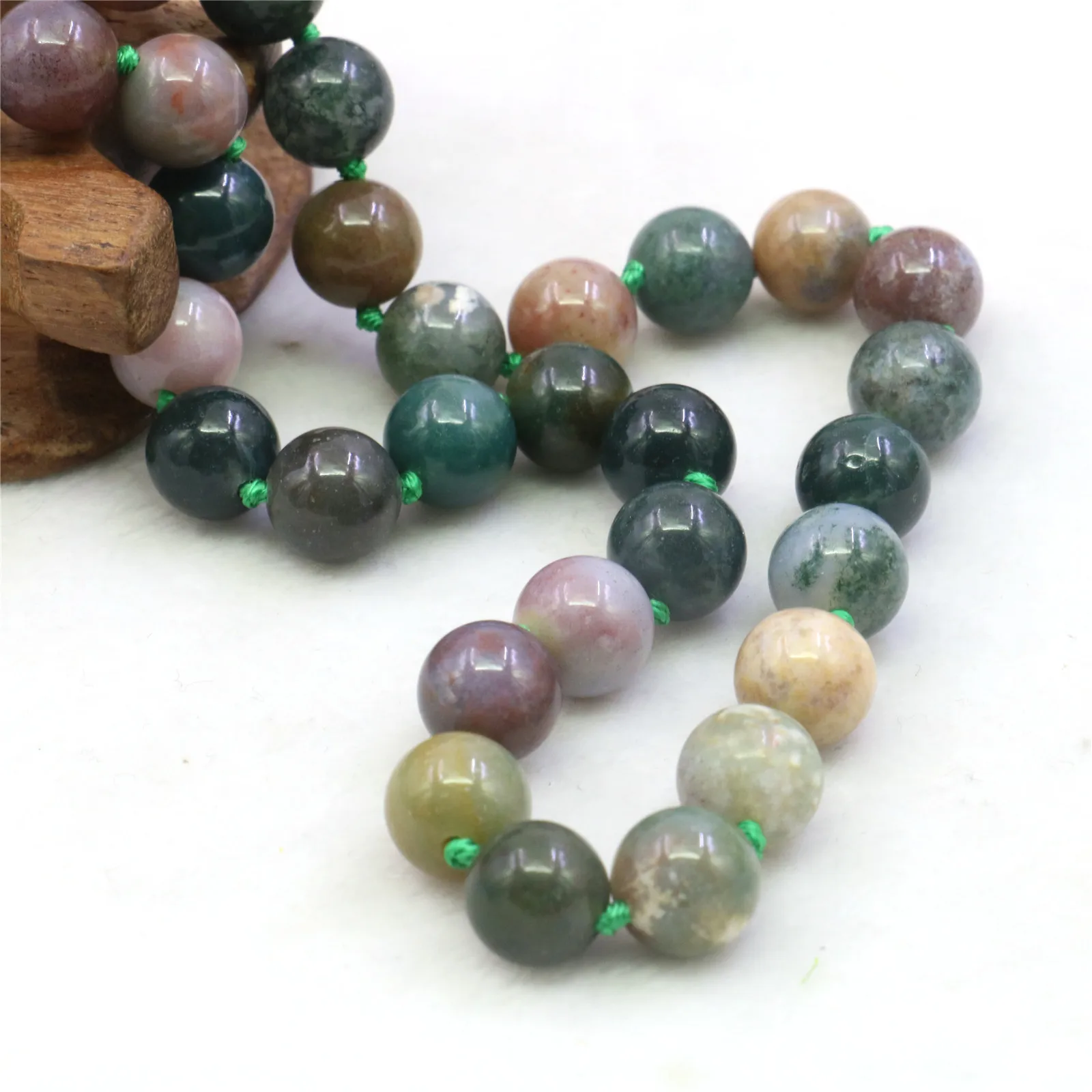 10mm Round Multicolor India Agates Onyx Necklace Natural Stone Hand Made Women Neutral Neckwear DIY Jewelry Making Design