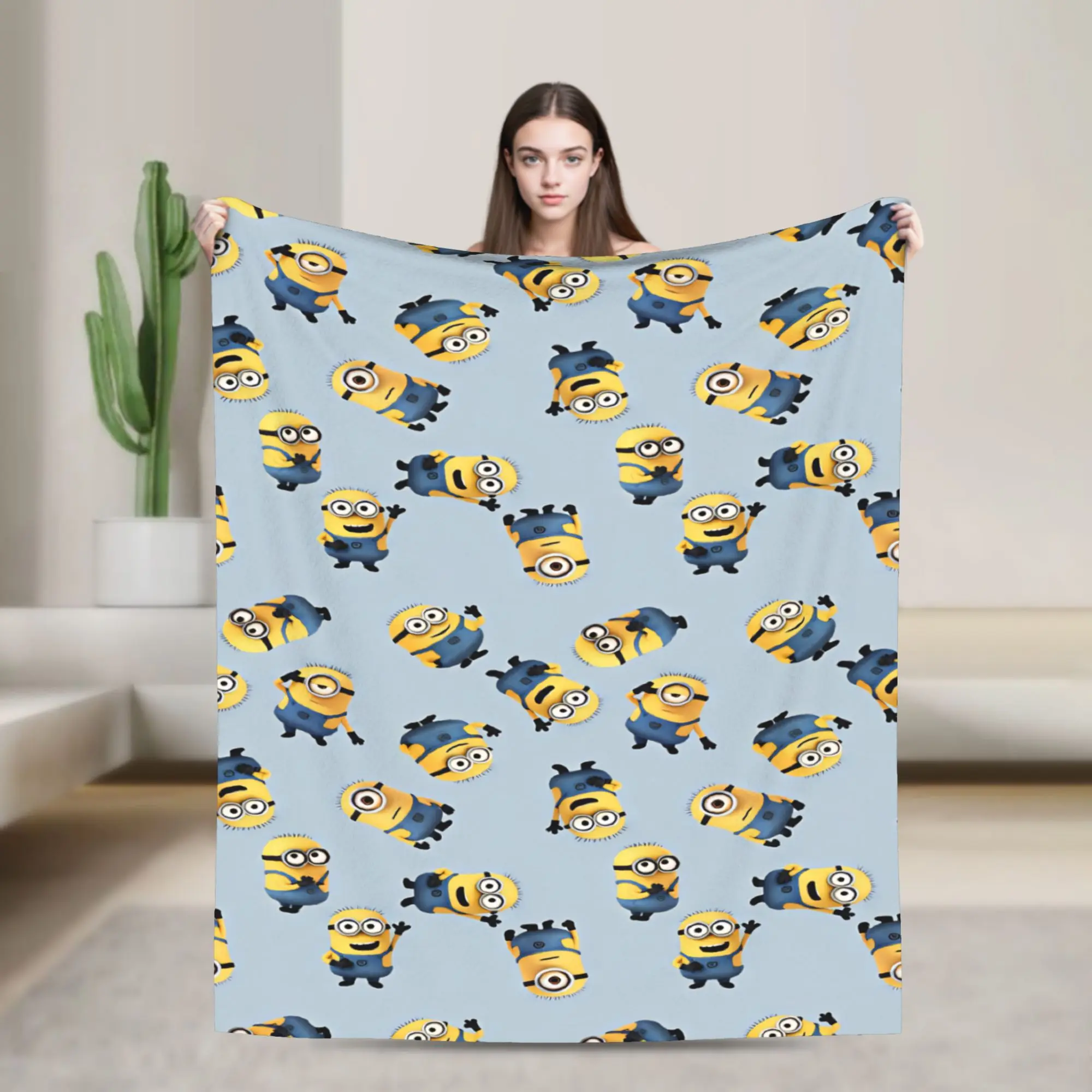 Soft Blanket Decorative M-minions  Throw Blanket  Flannel Bedspread For Couch Chair Sofa Bed Novelty Sofa Bed Cover
