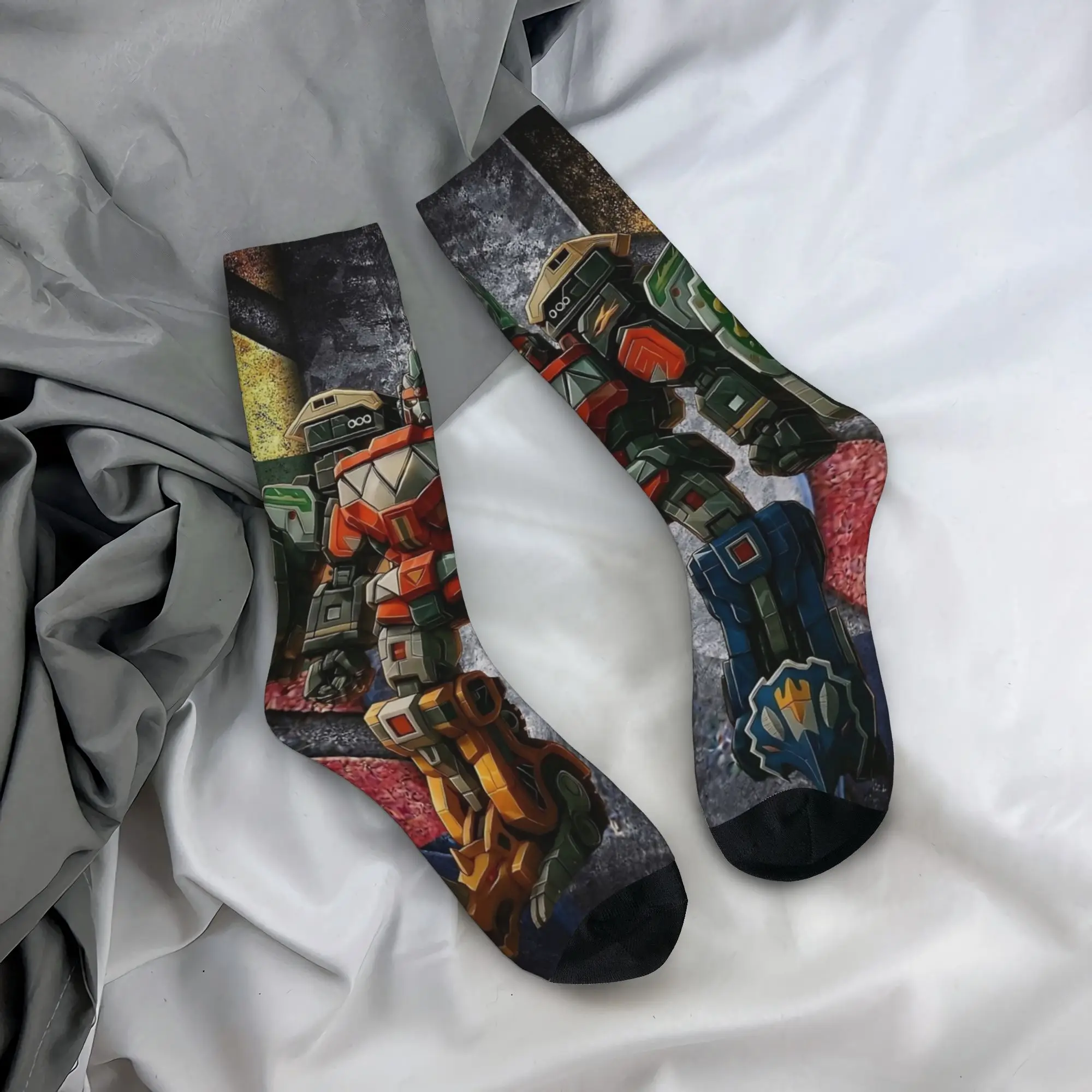 Colorful Power R-Ranger All in One Soccer Socks  Polyester Crew Socks for Unisex Sweat Absorbing