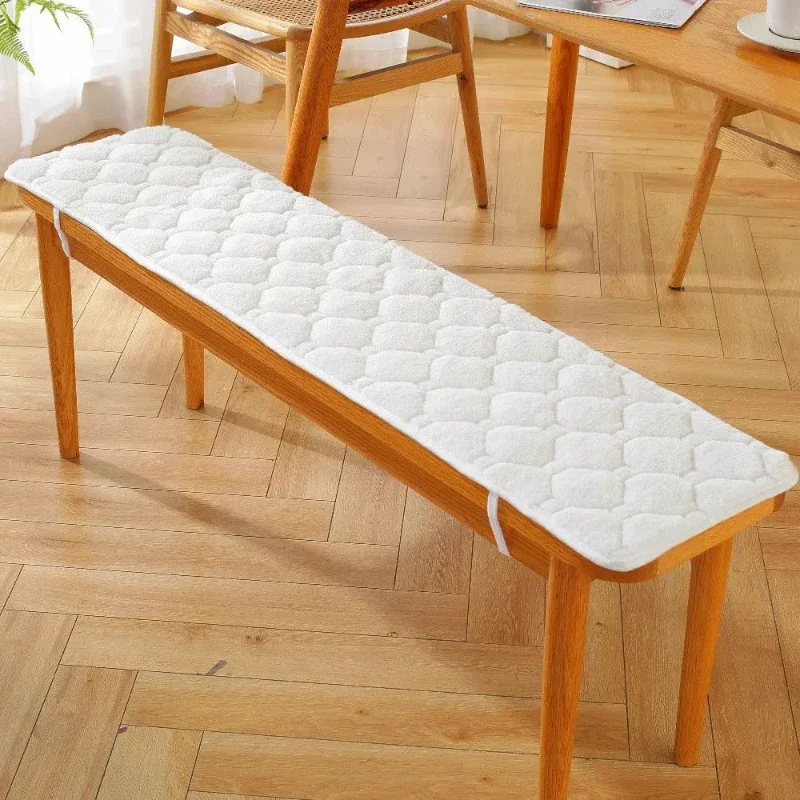 Solid Color Thickened Plush Long Bench Cushion Wood Sofa Card Cushion Home Decoration Multi Size Stool Cushion For Winter Use