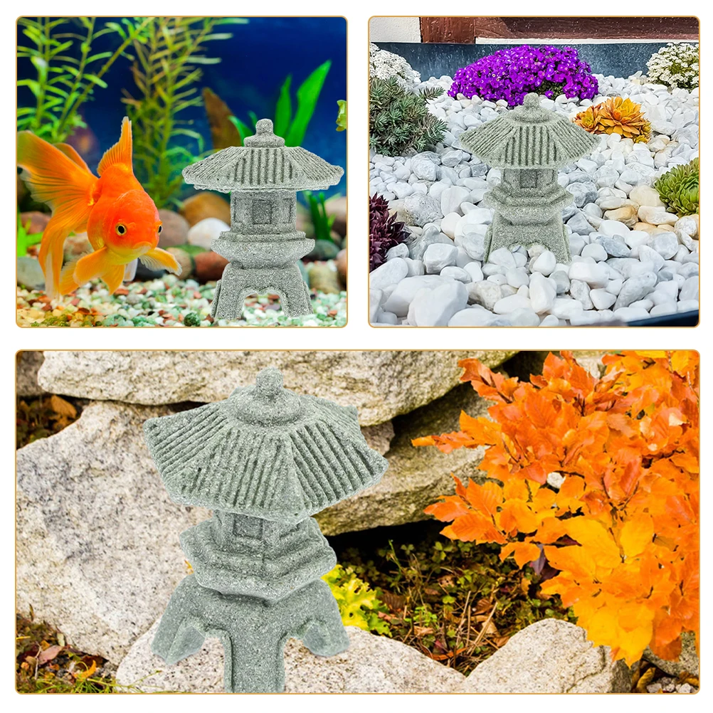 

4Pcs Mini Pagoda Stone Ornament Pavilion Shape Durable Garden Yard Balcony Decor Miniature Tabletop Landscape Zen Garden Decor