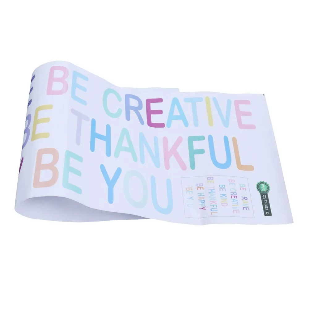 PVC Wall Sticker Decal Waterproof Material Colorful Motivational Wall Decal Pre-Cut Letters Self-Adhesive Backing