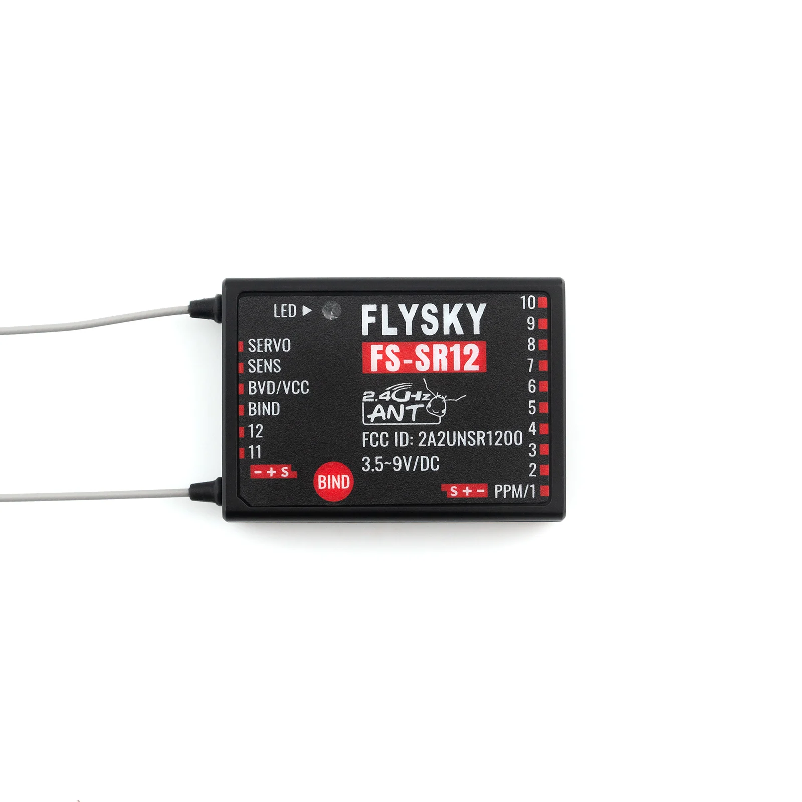 FLYSKY FS-SR12 Receiver 12 Channels 2.4G Receiver with Dual Antenna for Remote Control Fixed Wing Car Boat Robot Model Toy ANT