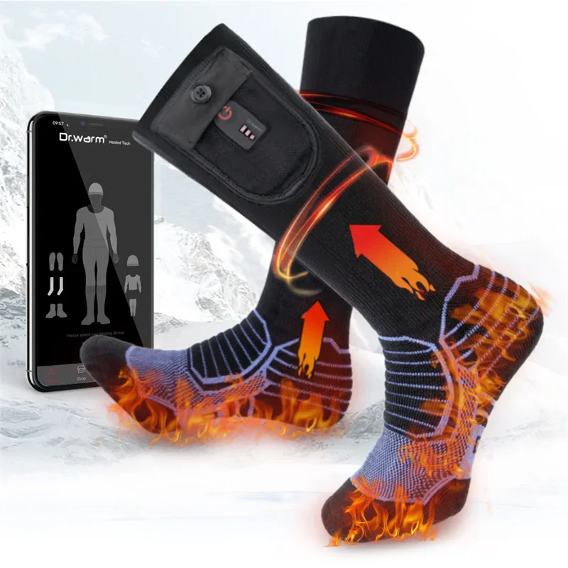 

8-Hour Battery Life Electric Heated Warming Work Ski Socks Rechargeable Battery App Control Smart Heated Socks