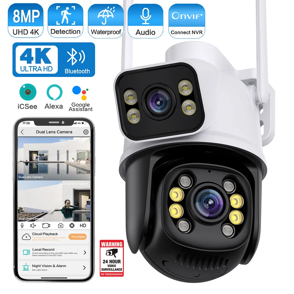 icsee-ptz-4k-8mp-hd-デュアルスクリーン-wifi-ipカメラ-屋外-デュアルレンズ-ai人間検知-防水-cctv-ビデオセキュリティカメラ