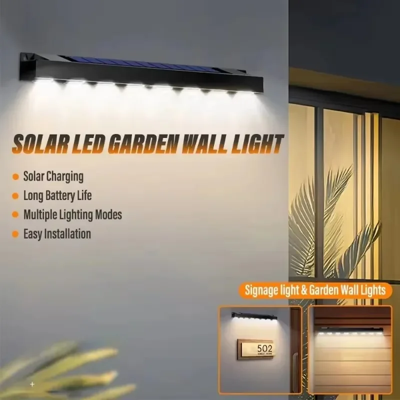Outdoor Solar Wall Lamp LED Sign Light For Shop Store Front Display Garden Landscape Decoration Waterproof Multiple Mode Light