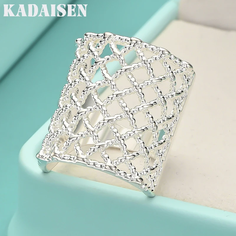 Plata de Ley 925 Reticular 6-10 #   Anillo para mujer, joyería de moda para fiesta de boda