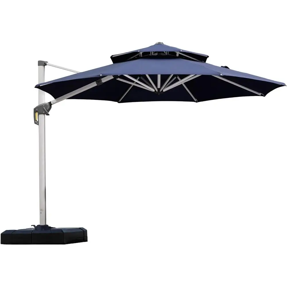 

Зонт для патио, уличный круглый зонт, большой консольный зонт, ветрозащитный смещенный сверхмощный солнцезащитный для садовой террасы, бассейна, патио, темно-синий