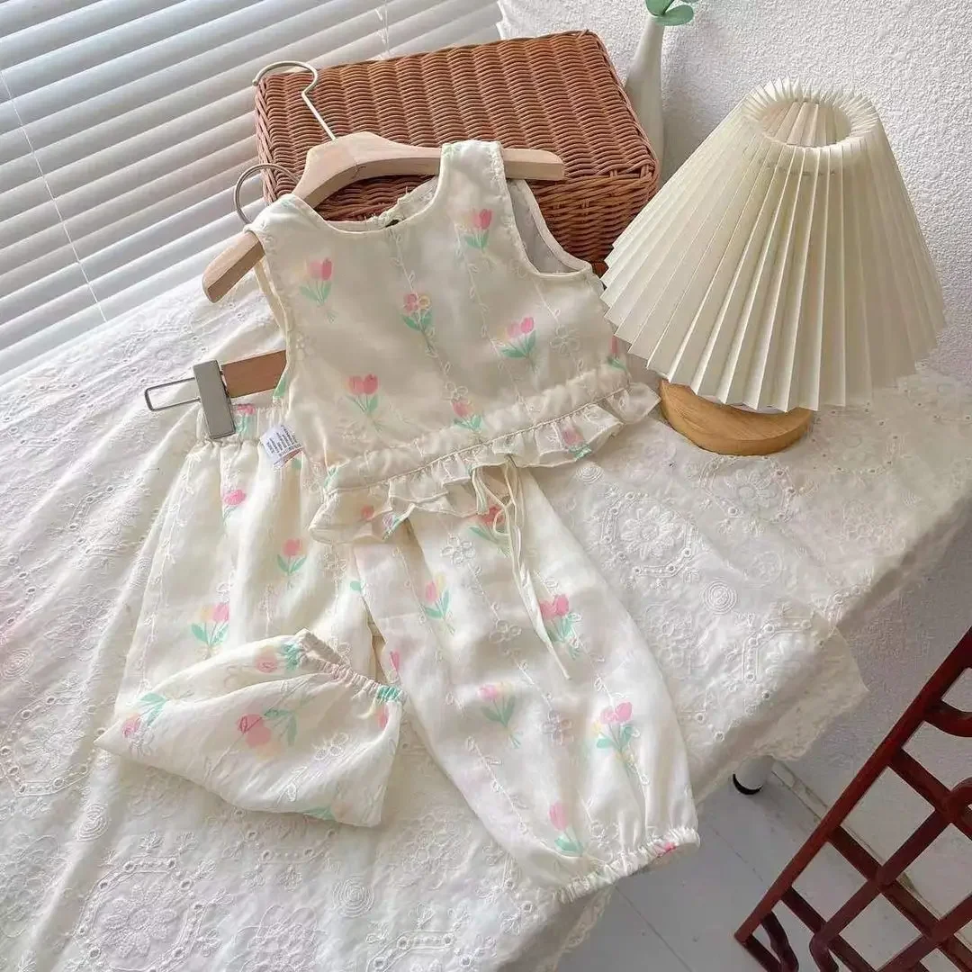 

Summer Baby Girls Clothes Set Children Sweet Floral Short Sleeve & Flower Pants 2pcs Suit Kid Fashion Cute Outfits Tracksuit