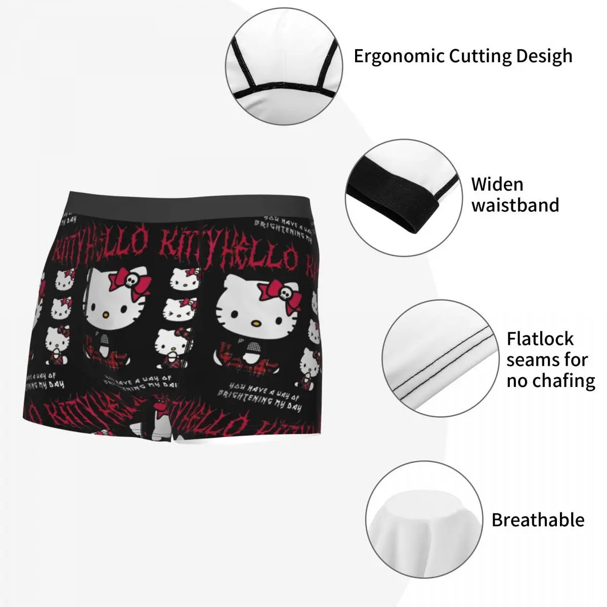 Hello Kitty Halloween Brightening My Day Boxer, Merch Boxers Shorts, Sous-vêtements fantaisie, Boxer Briefs, Gag Soft Quilt Underpants, Man