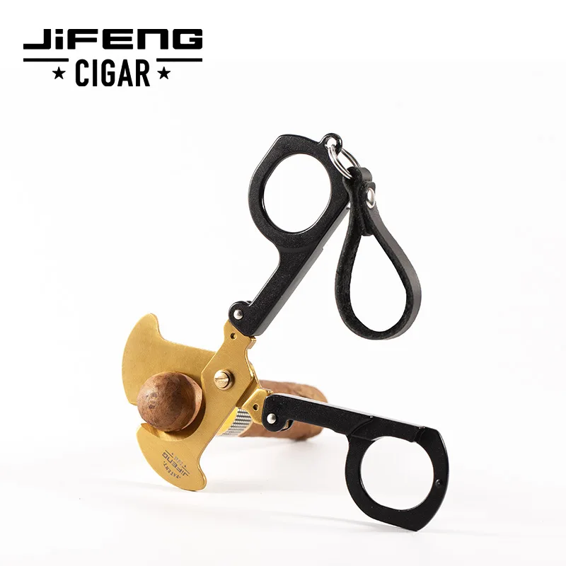 Folding Cigar Cutter Portable Stainless Steel Blade Belt Keychain Light Luxury Cigar Scissors Accessories